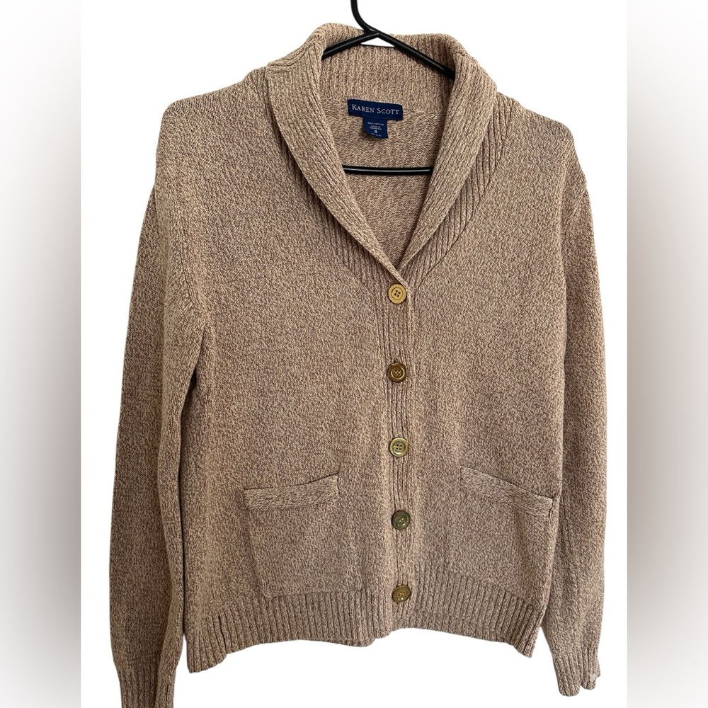 Karen Scott Women's Tan Button-Up Cardigan - Picture 4 of 10